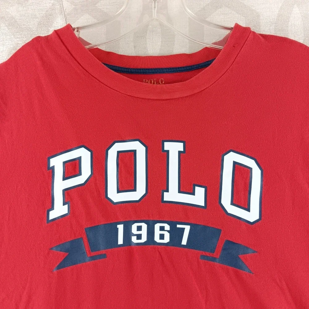 Polo Ralph Lauren Red Blue Baseball T Shirt Boys XL‎ GUC